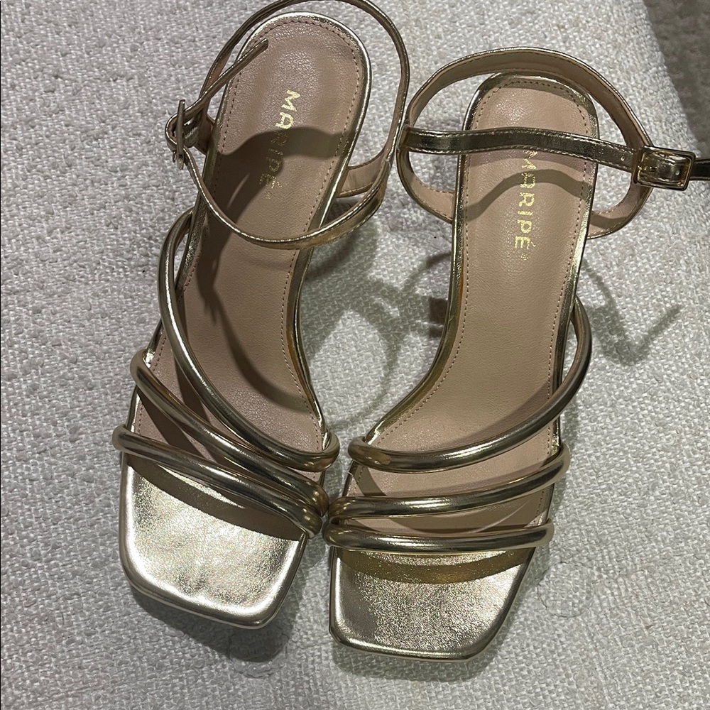 Maripe Metallic Strappy Heels
